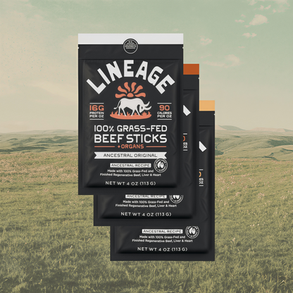 Lineage Provisions  100% Grass-Fed Beef Sticks – Ancestral Variety Pack