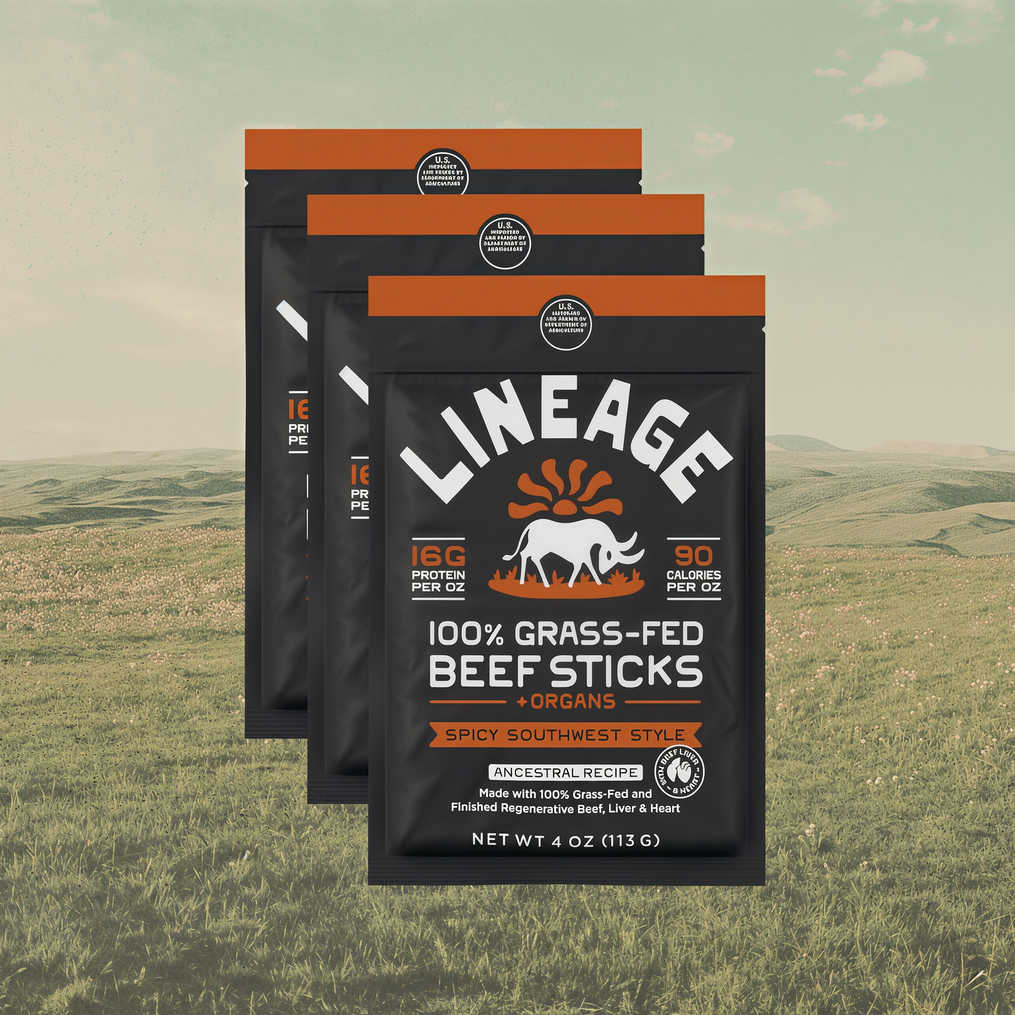 Lineage Provisions  100% Grass-Fed Beef Sticks – Ancestral Variety Pack