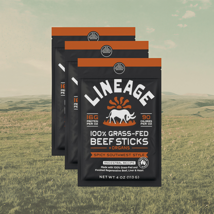 Lineage Provisions  100% Grass-Fed Beef Sticks – Ancestral Variety Pack